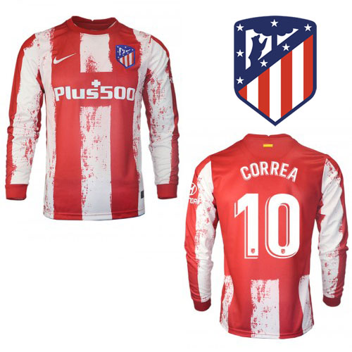 Atlético Madrid Angel Correa #10 Hemmatröja 2021 22 Långärmad
