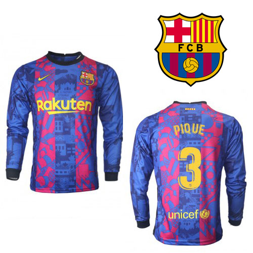 FC Barcelona Gerard Pique #3 Tredje Tröja 2021 22 Långärmad