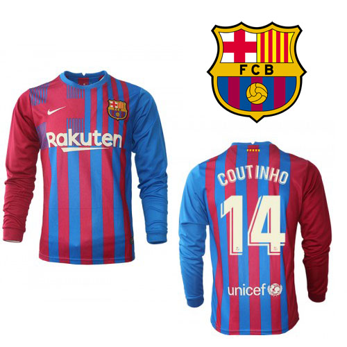 FC Barcelona Philippe Coutinho #14 Hemmatröja 2021 2022 Långärmad