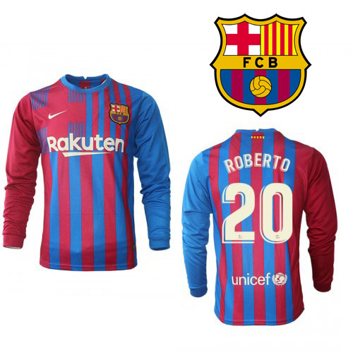 FC Barcelona Sergi Roberto #20 Hemmatröja 2021 2022 Långärmad