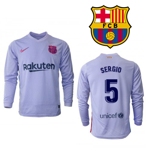 FC Barcelona Sergio Busquets #5 Bortatröja 2021 2022 Långärmad