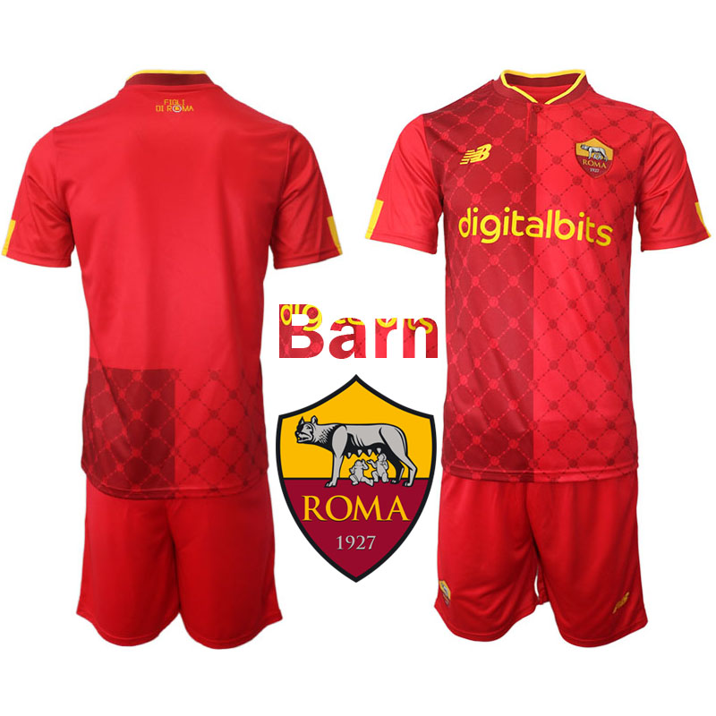 AS Roma 2022 23 Hemmatröja Barn Kortärmad Kostym Tröja