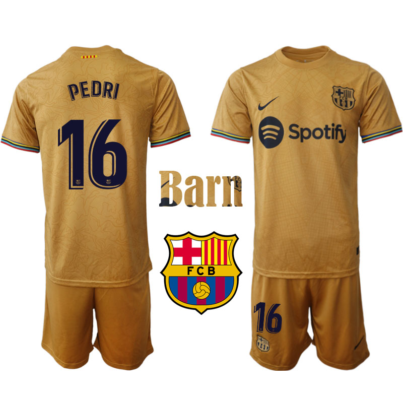 FC Barcelona 2022 23 Pedri #16 Bortaställ Fotbollsställ för Barn