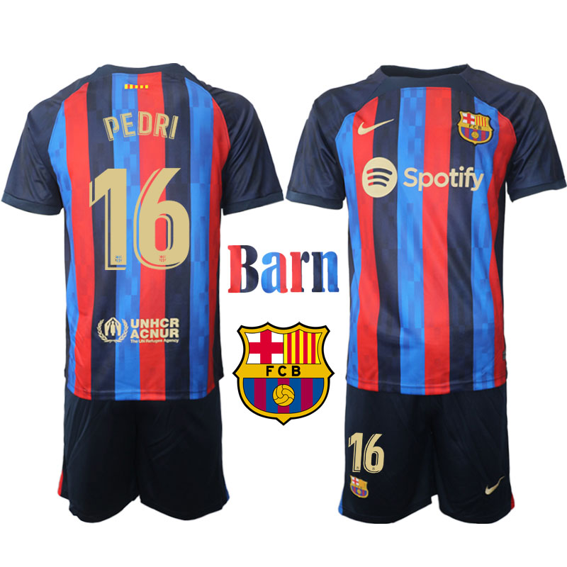 FC Barcelona 2022 23 Pedri #16 Hemmaställ Barn Kortärmad Kostym