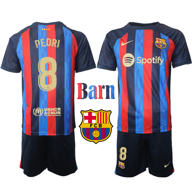 FC Barcelona 2022 23 Pedri #8 Hemmaställ Barn Kortärmad Kostym