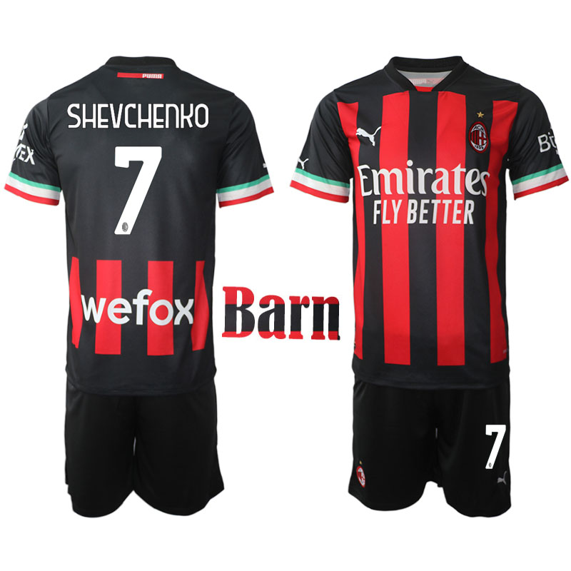 A.C. Milan 2022 23 Andriy Shevchenko #7 Hemmaställ för Barn