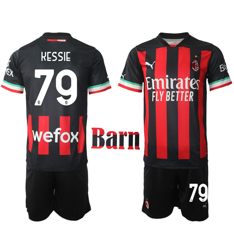 A.C. Milan 2022 23 Franck Kessié #79 Hemmaställ för Barn