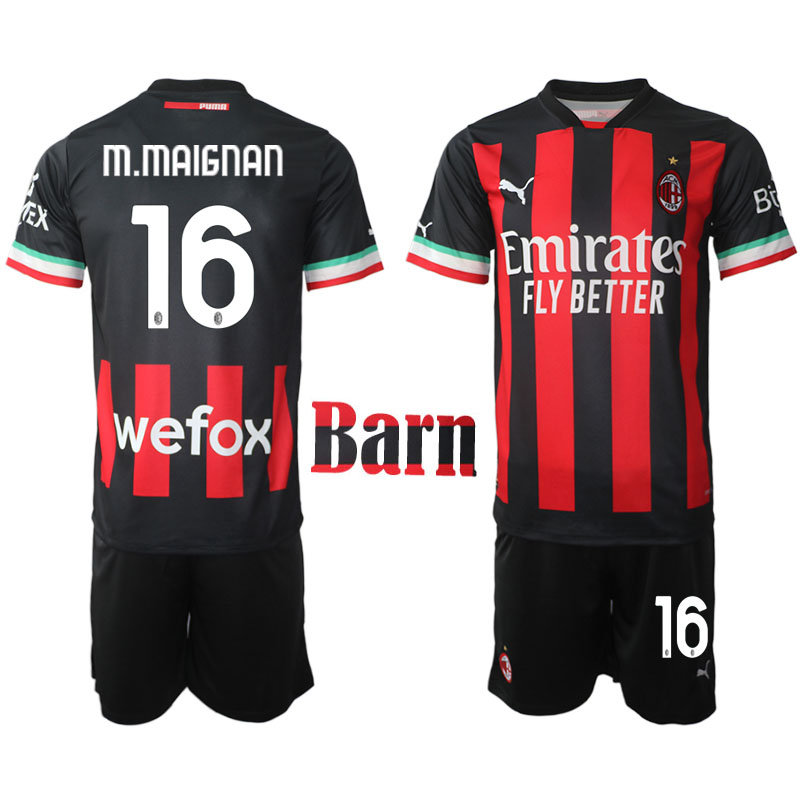 A.C. Milan 2022 23 Mike Maignan #16 Hemmaställ för Barn