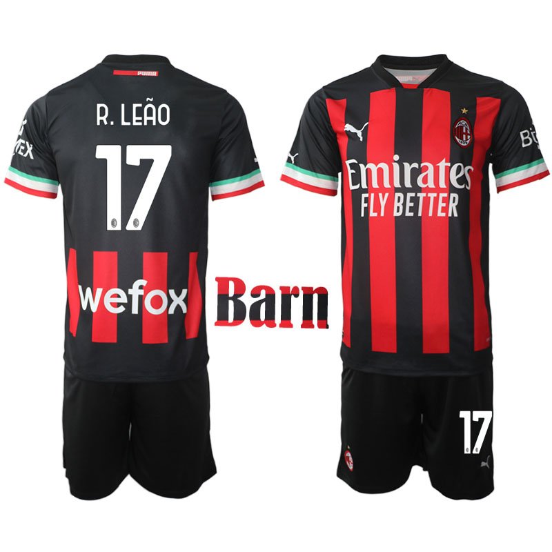 A.C. Milan 2022 23 Rafael Leão #17 Hemmaställ för Barn