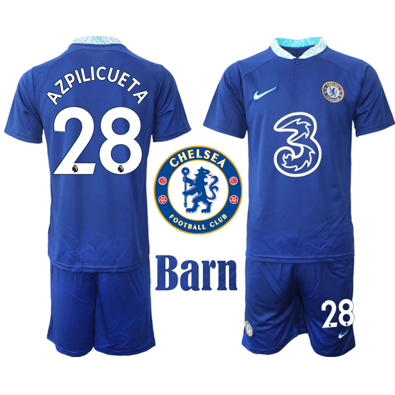 Chelsea FC 2022 23 César Azpilicueta Tanco #28 Hemmaställ för Barn