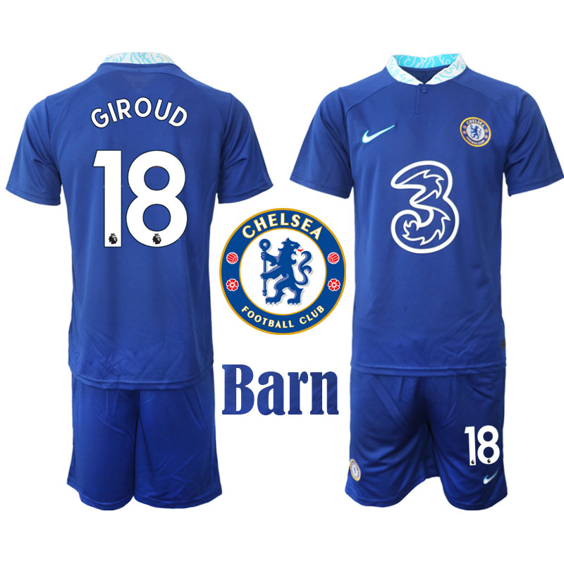 Chelsea FC 2022 23 Olivier Giroud #18 Hemmaställ för Barn