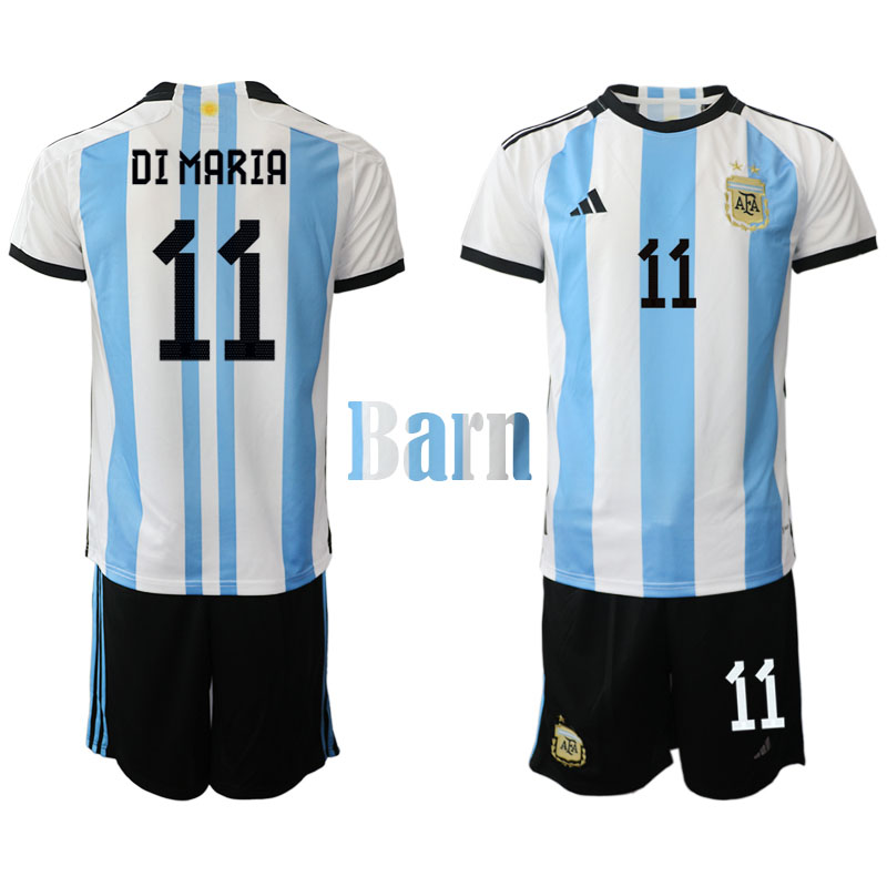 Fotbolls-VM 2022 Argentina Angel Di Maria #11 Hemmaställ