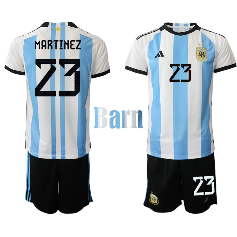 Fotbolls-VM 2022 Argentina Emiliano Martínez #23 Hemmaställ för Barn