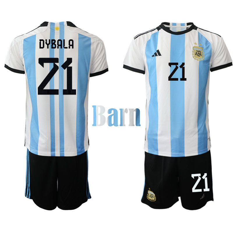 Fotbolls-VM 2022 Argentina Paulo Dybala #21 Hemmaställ för Barn