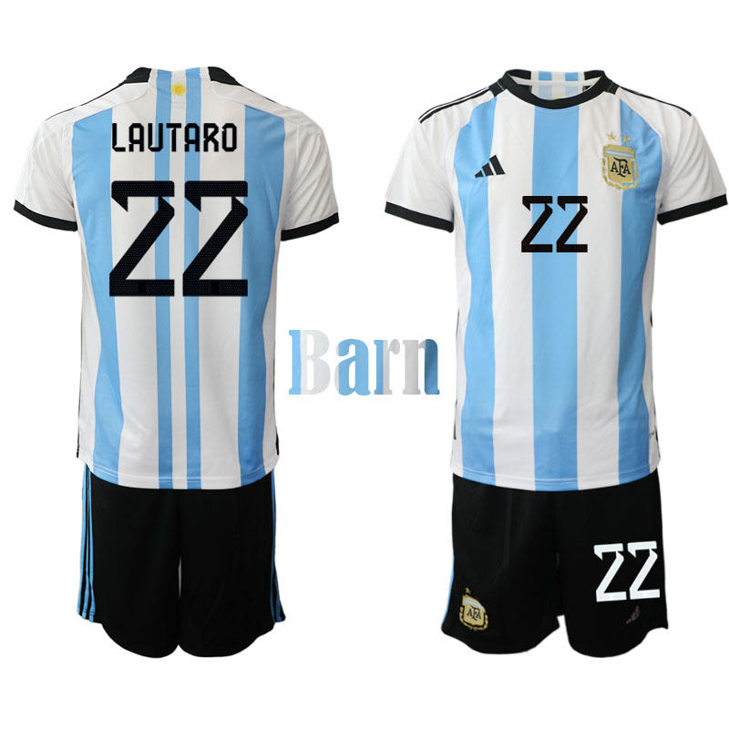 Fotbolls-VM 2022 ArgentinaLautaro Martínez #22 Hemmaställ för Barn