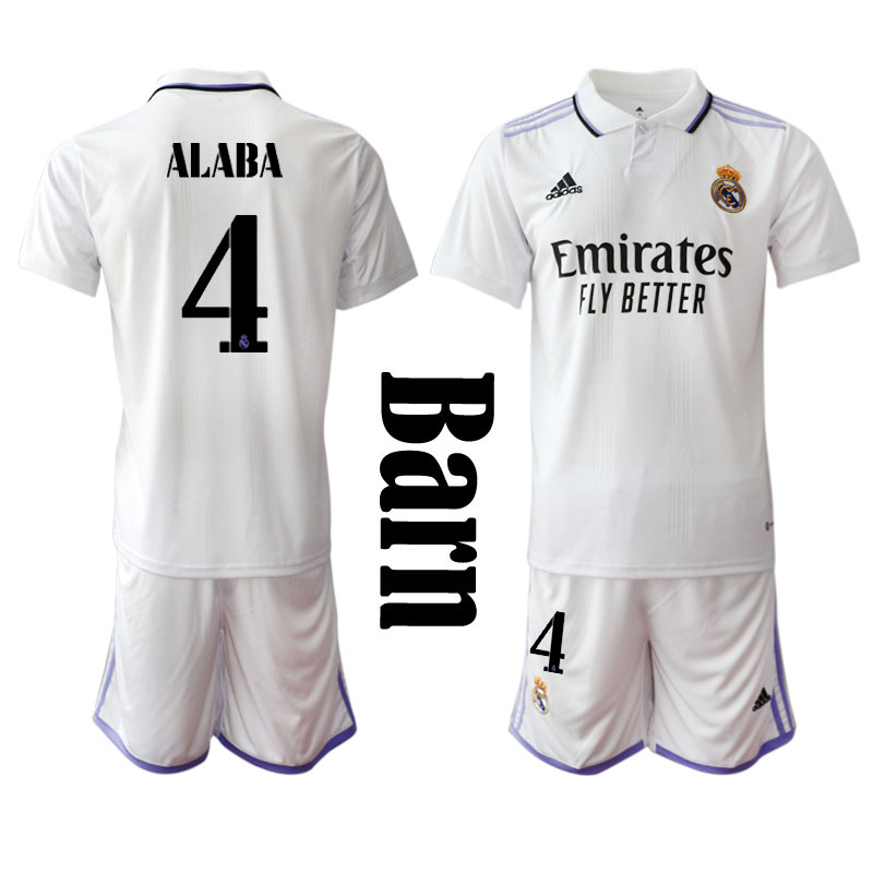 Real Madrid 22 23 David Alaba No.4 Hemmaställ Barn