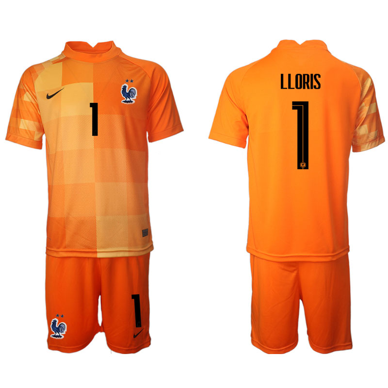Fotbolls-VM 2022 Frankrike Hugo Lloris #1 Fotboll Målvakt Kortärmat Electro Orange