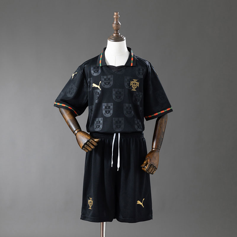 Portugal Eusébio barntröja 2025/26 – svart fotbollsställ