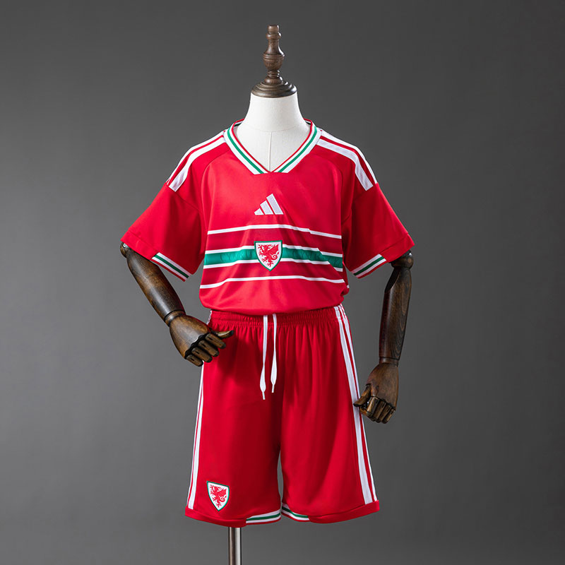 Wales 2026 hemmatröja barn - fotbollsställ tröja och shorts