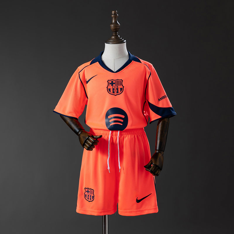 Barcelona 25/26 barn fotbollströja – tredje kit i orange
